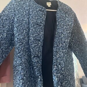 J. Crew Navy Floral Patterned Jacket